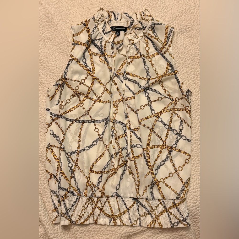 INC International Concepts Sleeveless Blouse Chain Print